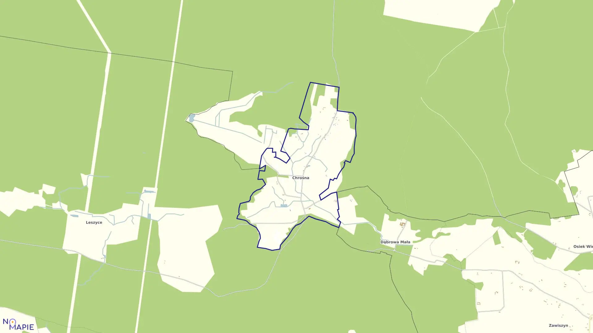 Mapa obrębu Chrośna w gminie Solec Kujawski