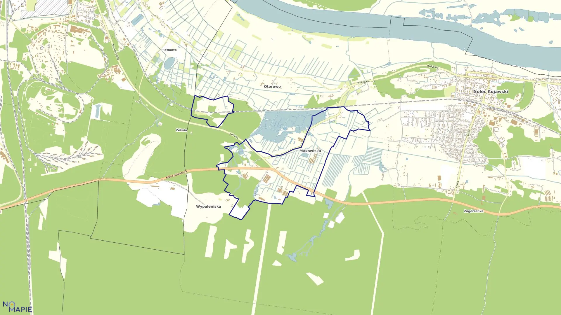 Mapa obrębu Makowiska w gminie Solec Kujawski