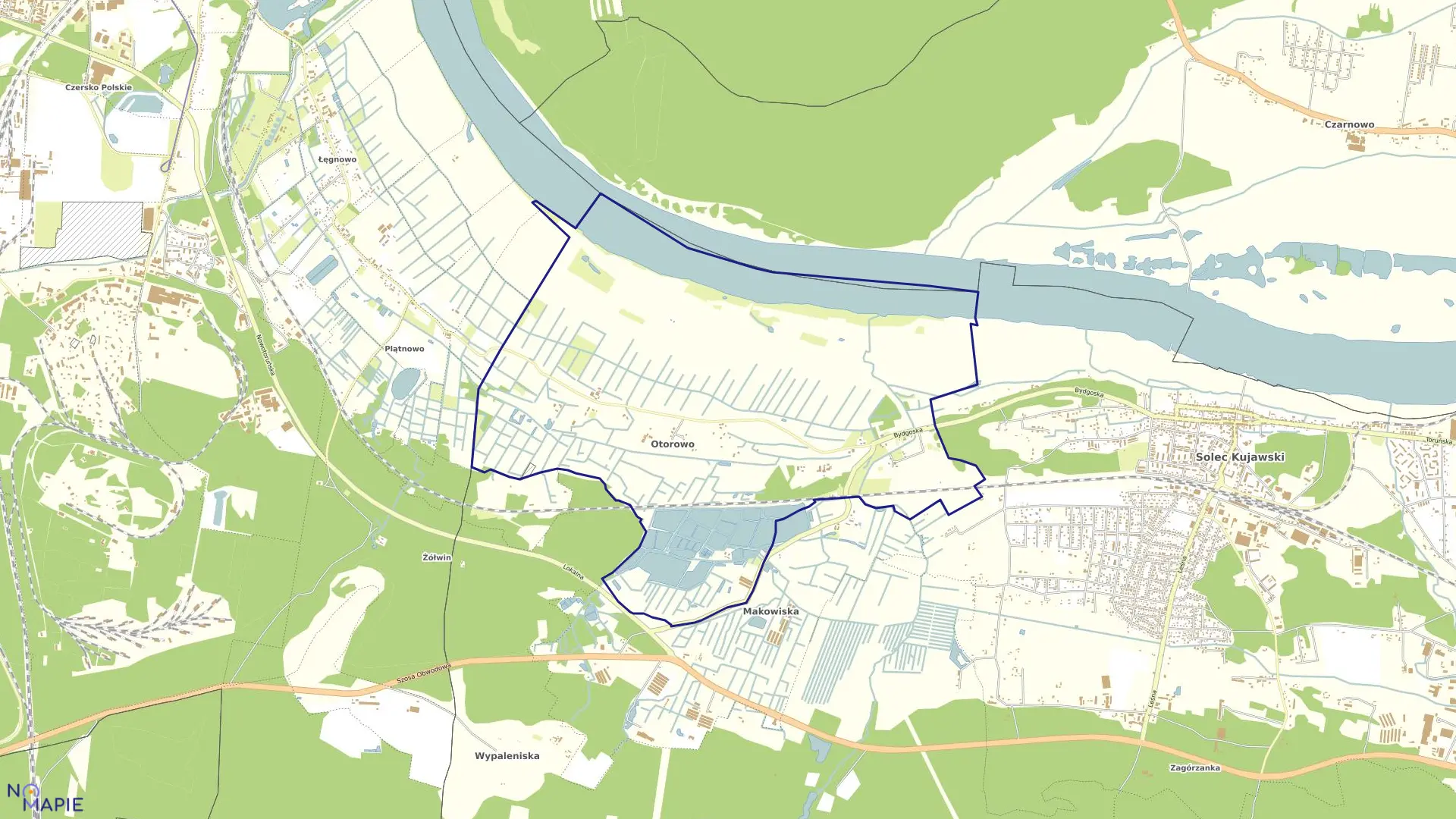 Mapa obrębu Otorowo w gminie Solec Kujawski